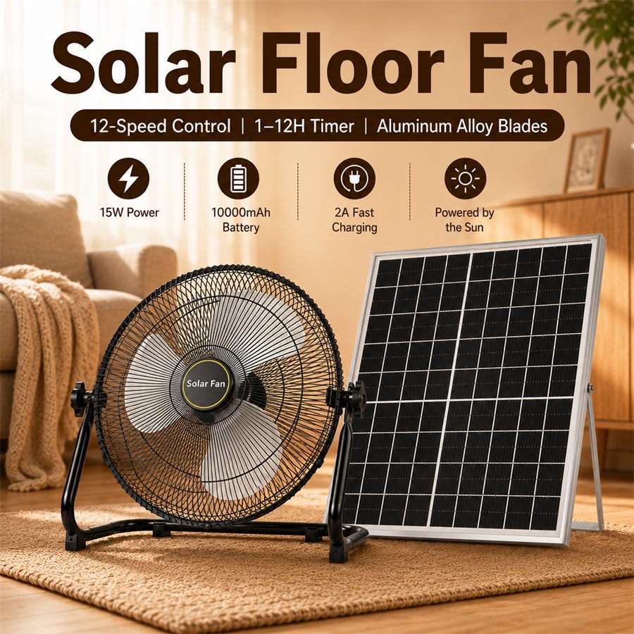 CS-118F Upgraded Solar Floor Fan