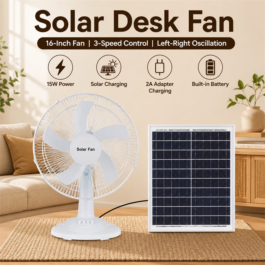CS-138 16-Inch Solar Table Fan