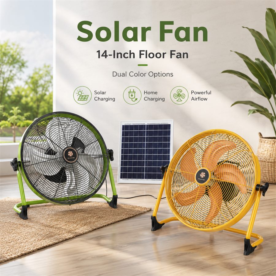 CS-G66 14-Inch Solar Floor Fan