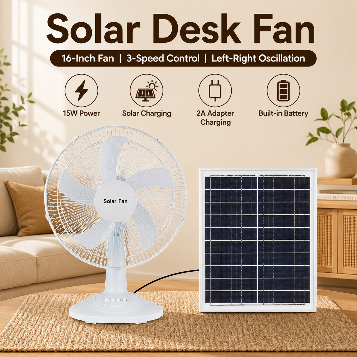 CS-118 Solar Floor Fan