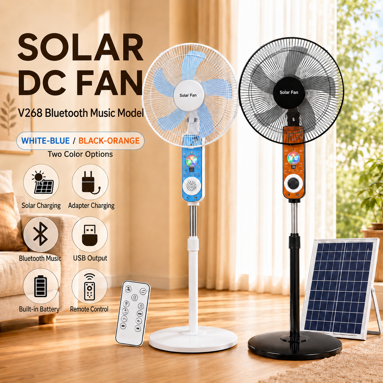 CS-V268 Bluetooth Music Solar Pedestal Fan