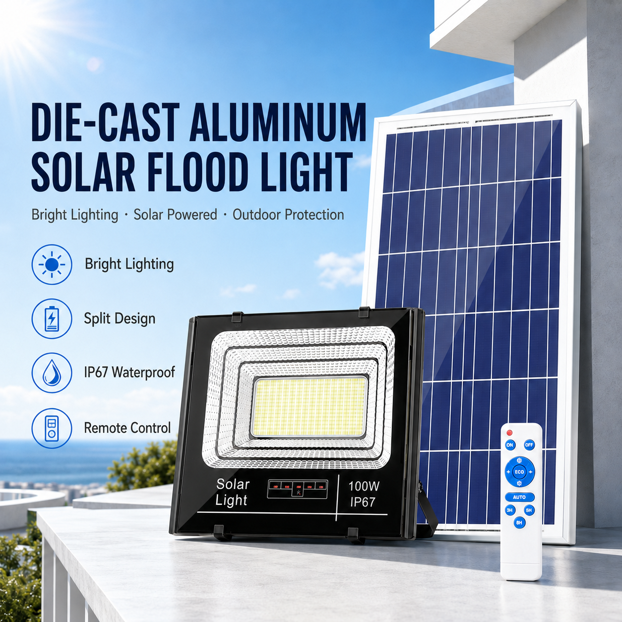 CS-648LED Aluminum Split Solar Flood Light
